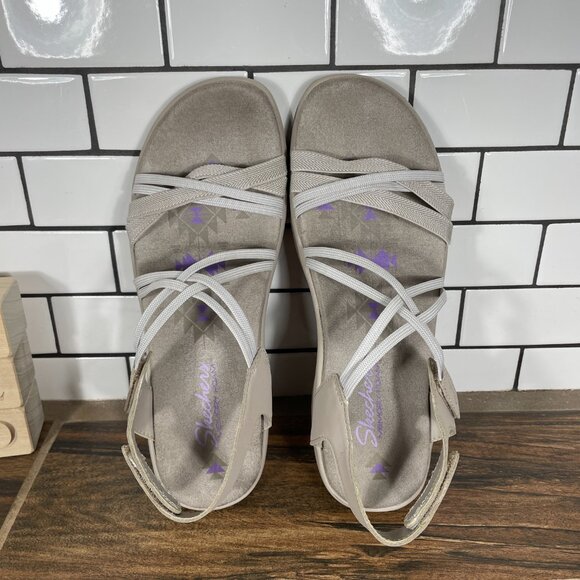 Skechers Reggae Slim Takes Two Womens Size 9 Shoes Taupe Strappy Comfort Sandals - Picture 6 of 14
